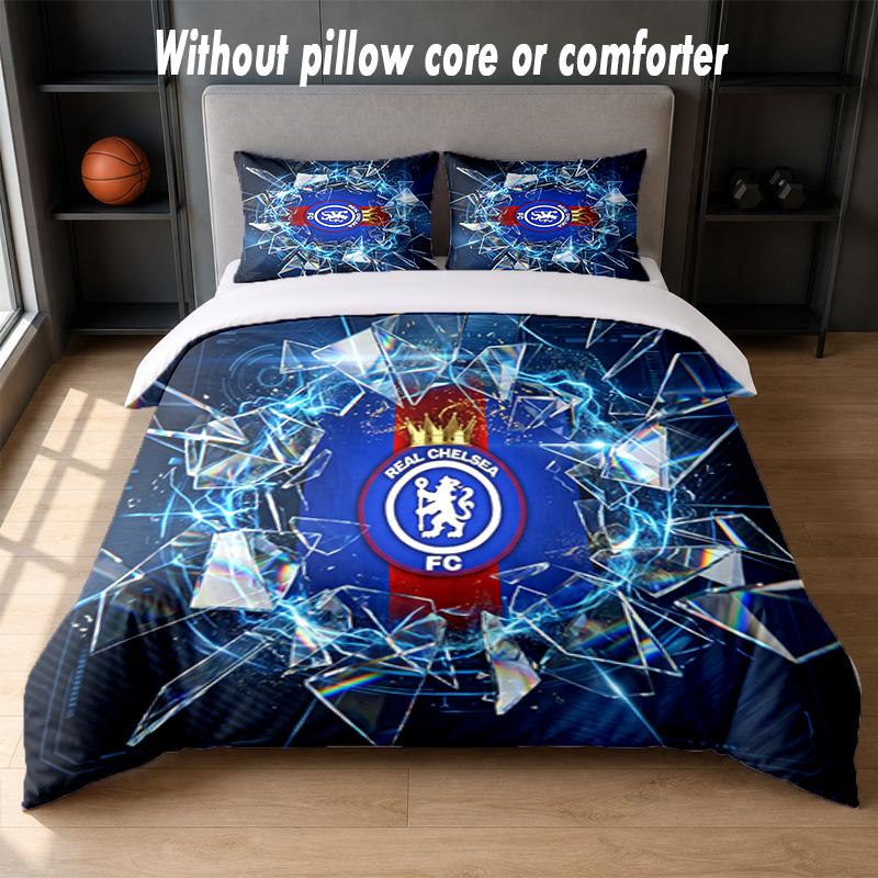 Chelsea FC Design Bed Bedding Set 1 Duvet Cover + 2 Pillowcases Soft Breathable Household Bed Linens