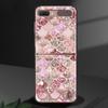 Gold Pink Rose Glitter Hearts Luxury Black Hard Case For Samsung Z Flip Z Flip3 Phone Case For Galaxy Z Flip 5G Foldable Cover