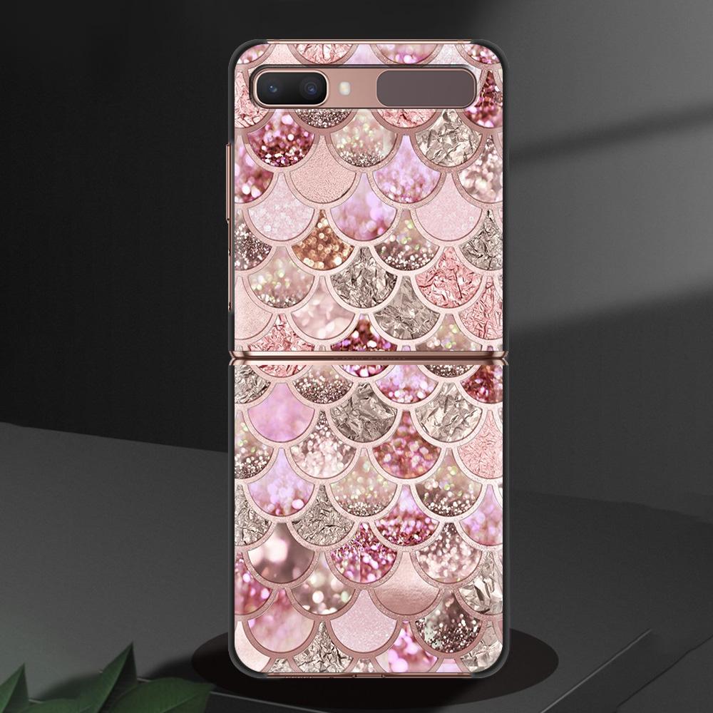 Gold Pink Rose Glitter Hearts Luxury Black Hard Case For Samsung Z Flip Z Flip3 Phone Case For Galaxy Z Flip 5G Foldable Cover