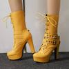 European and American Fashion Autumn and Winter New Large Size Lace-up Thin Heel Super High Heel Short Boots Women's Fashion Boots Short Boots