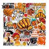Trendy Sports Gifts 50Pcs Basketball Graffiti Stickers, Cool Cartoon Sport Themed Stationery Storage Box Decor Waterproof Decals for Skateboard,