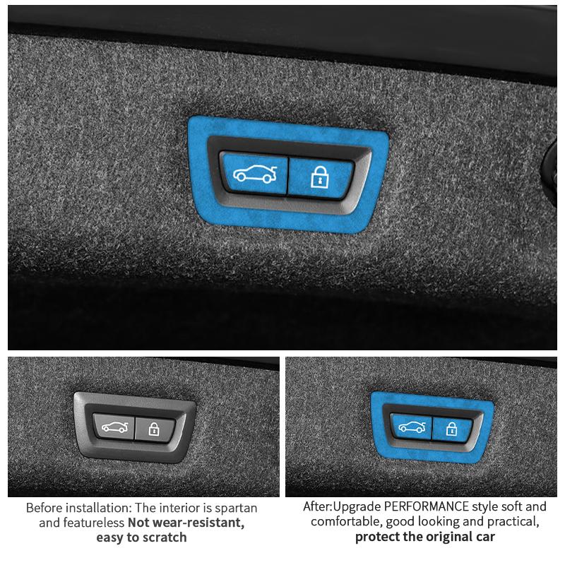 For BMW 5 Series G30 G38 6GT Made of Alcantara Car Trunk Button Decorative Trim Frame Sticker Interior Custo Tuning Accessories