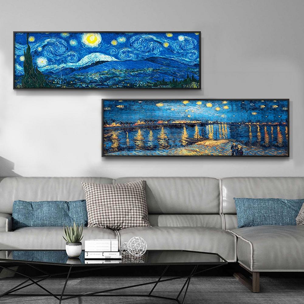 Stjärnenatt Oljemålningar Av Van Gogh Canvas Affischer och Tryck Berömda Impressionistiska Konstmålningar för Modernt Vardagsrum Cuadros