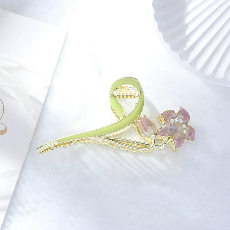 Flower Metal Hair Claw For Women Gold Silver Cross Crab Hair Clip Korean Elegant Hairpin Girl Hair Accessories