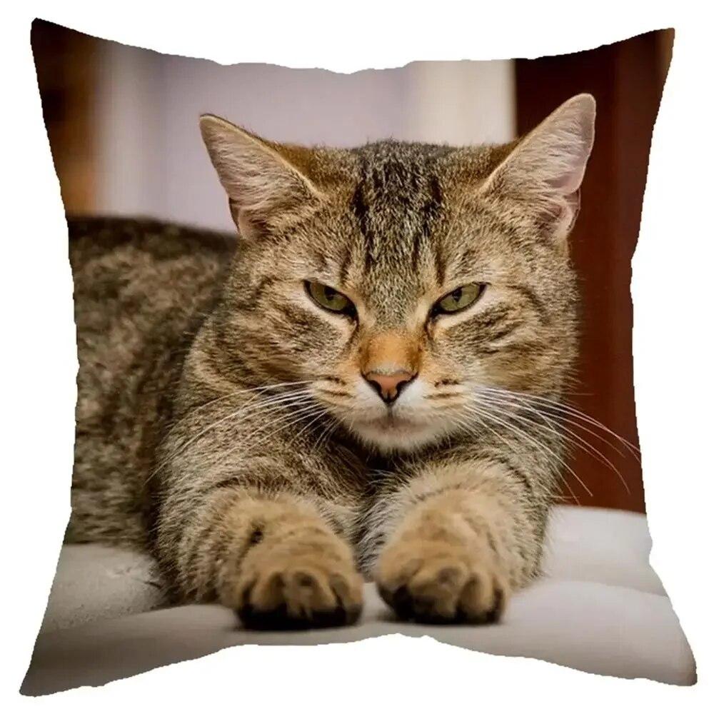 Cute Little Lazy Cat Living Room Sofa Decorative Cushion Cover Square Pillowcase Elegant and Fashionable Home Design 45x45cm
