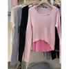 Women's Autumn and Winter Strapless Pullover Knitted Irregular Sweater