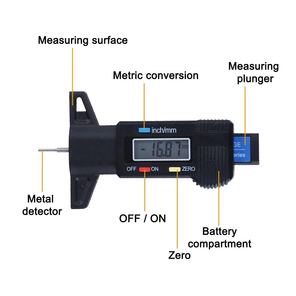 Digital Car Tyre Tire Tread Depth Gauge Meter Auto Tire Wear Detection Measuring Tool Caliper Thickness Gauges Monitoring System