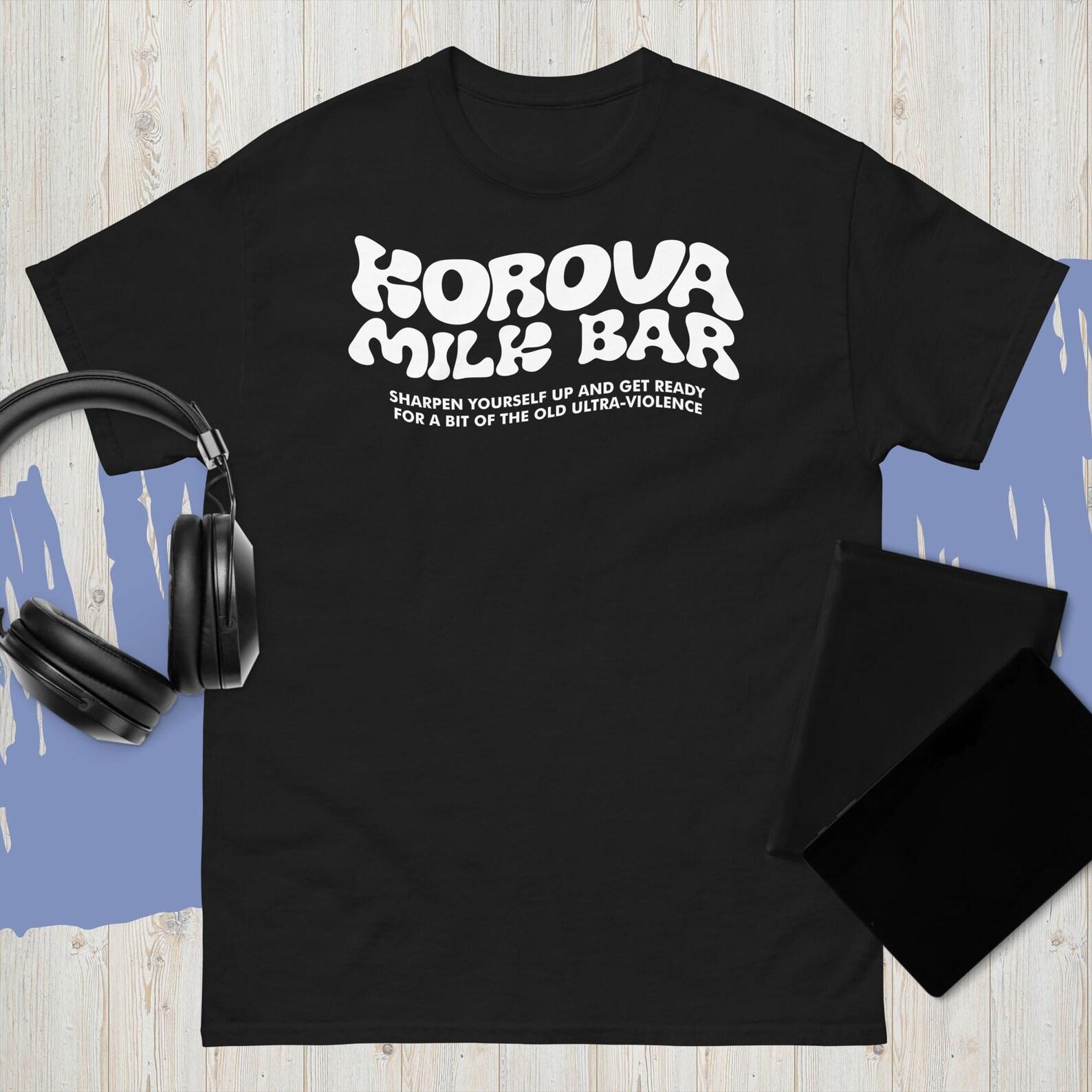 New Korova Milk Bar T-Shirt 100% Cotton Droogs a Clockwork Orange Inspired S