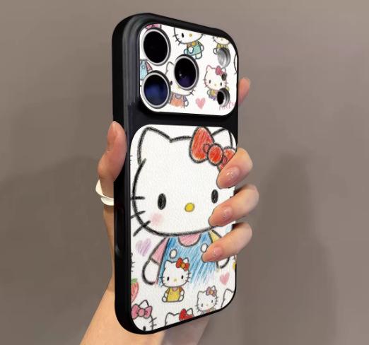 Applicable to iphone11pro mobile phone case painted big head Hello Kitty iPhone11 2-in-1 lambskin 11