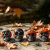 Yousheng Skeleton Pumpkin Ornaments, Resin Durable Halloween Decorations, Retro Dark Style Table Decor, for Party Window