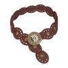 Comfortable Round Disk Waist Belt For Women PU Leather Strap With Ethnic Motifs Everyday Wear