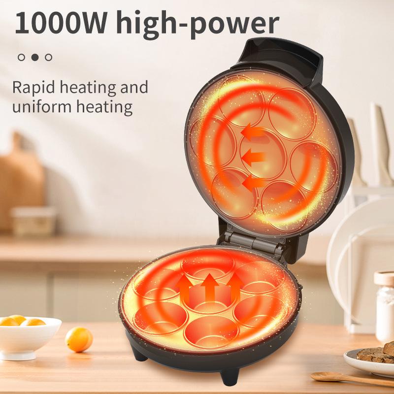 7-Hole Electric Mini Pancake & Tart Maker with Large Capacity and Constant Temperature Control