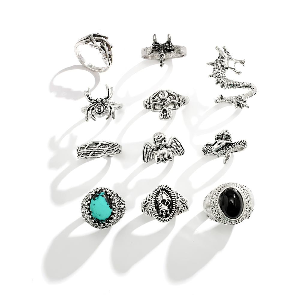 Fashionable Personality Gemstone Ring for Men, Unique Design, Niche High-end Turquoise Index Finger Ring, Hand Jewelry
