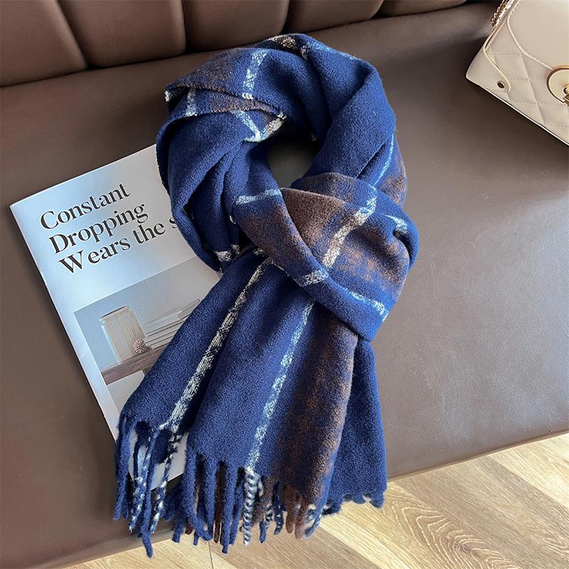 Korean Winter Imitation Cashmere Scarf Student Neck Thick Warm Shawl Men Women Tassel Scarves Bufanda Blanket Poncho Stoles