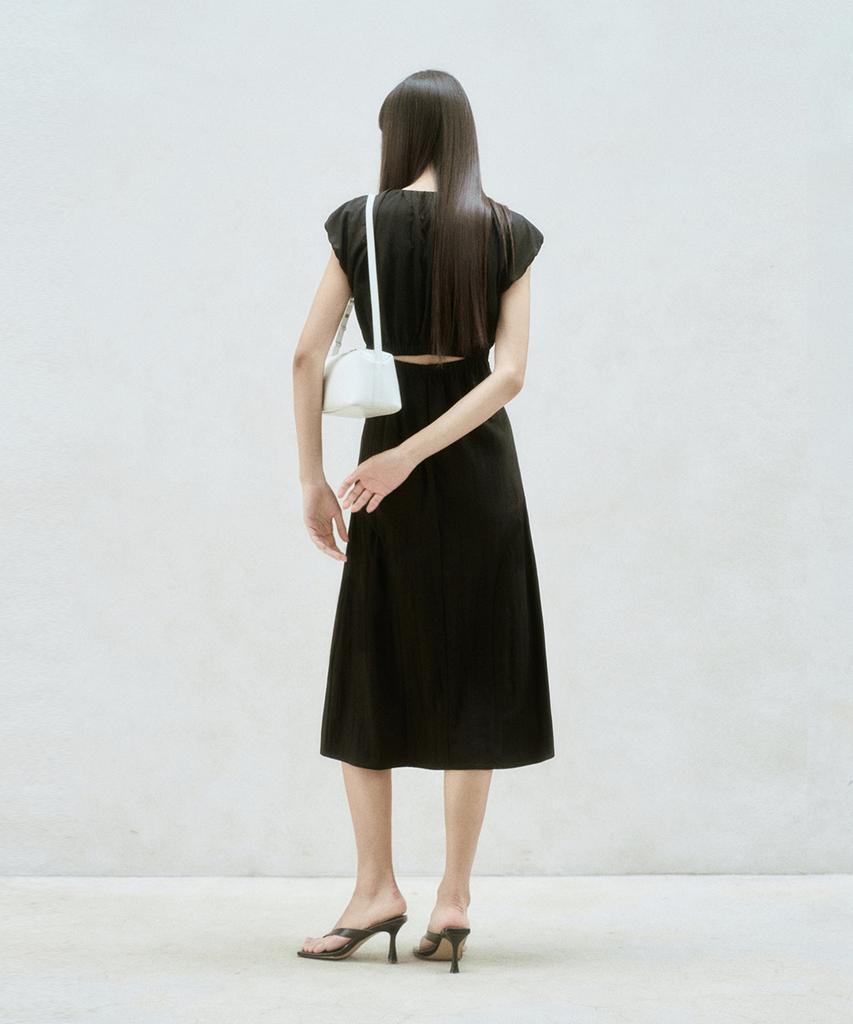 Rie Slit Back Puff Sleeve Midi Dress
