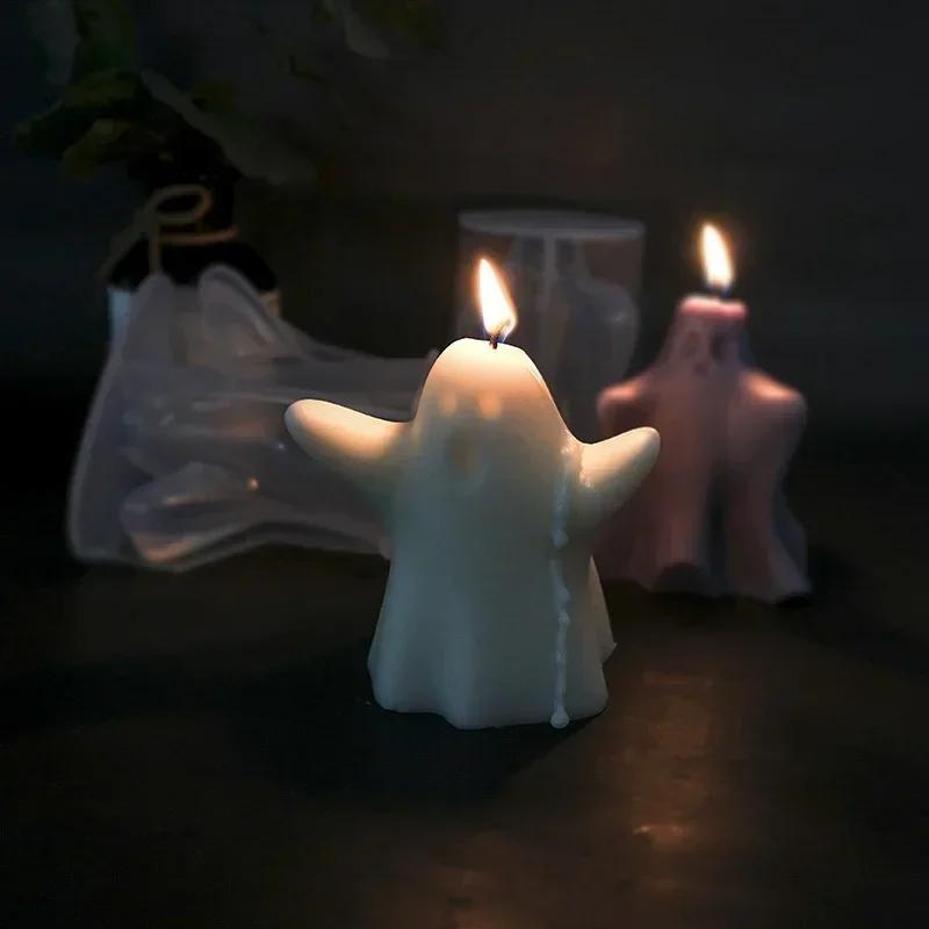 1 Pcs Cute Creative Shape Ghost Halloween Scented Candle Silicone Molds DIY Horror Skull Chocolate Candy Baking Mold Home Decor