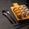 AOOSY Wooden and Chopsticks Natural Wood Tableware Carved from a Block of No with Natural for Lunch Dining Room Chinese Fried Rice Spoon, Fork,