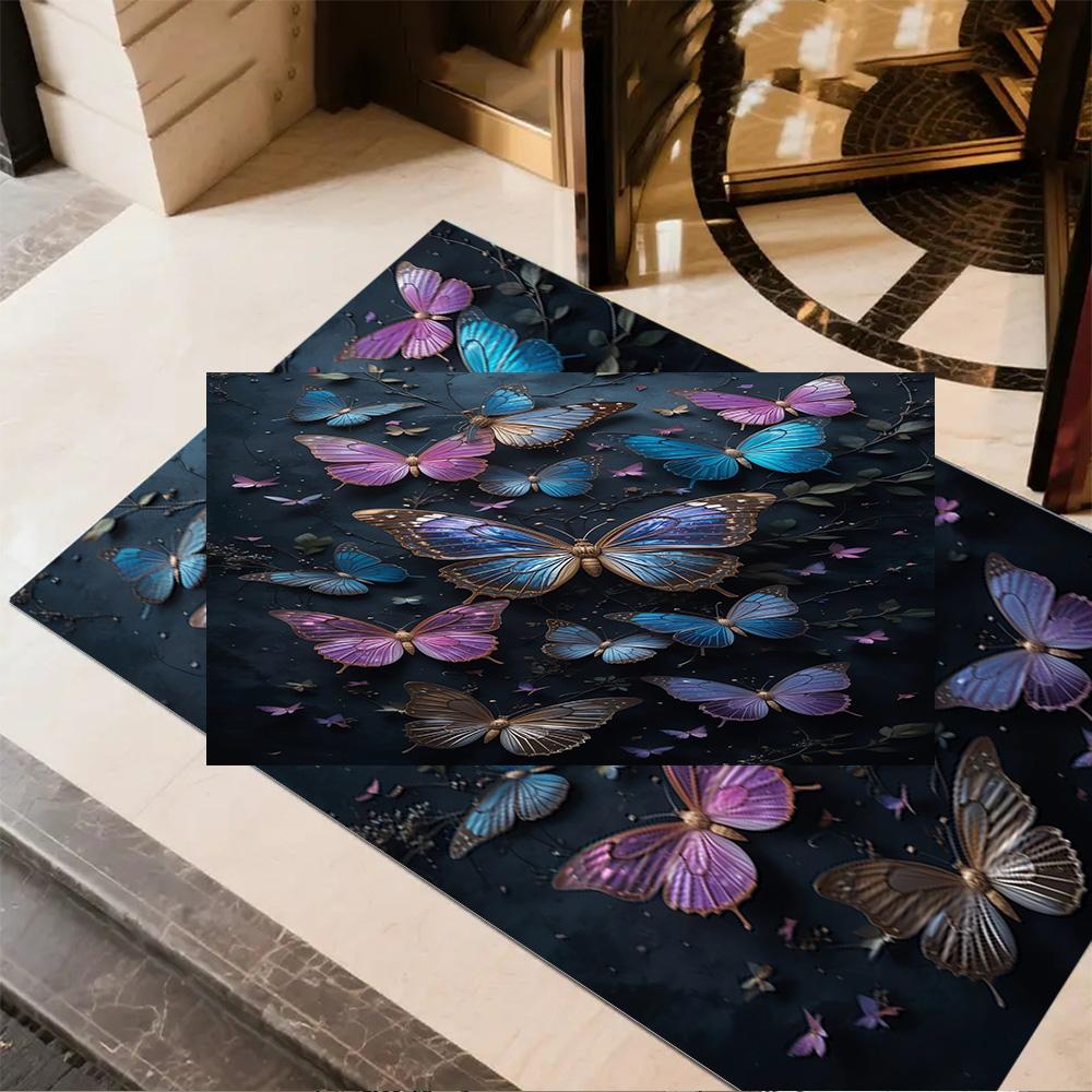 1pc Butterfly Design Home Carpet Non-slip Office Decor Gift Living Room Bedroom
