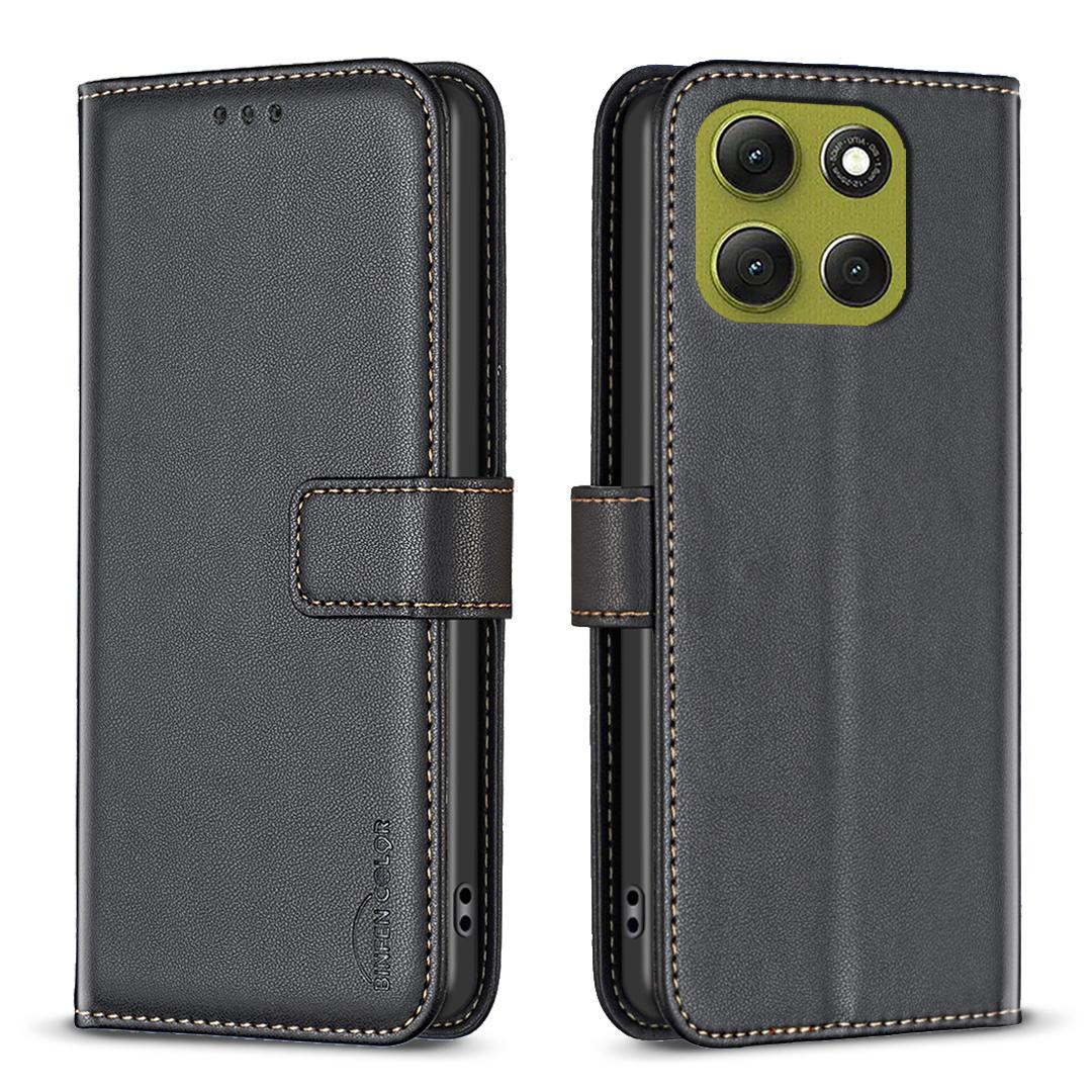 

For Motorola Moto G86 5G Phone Case BINFEN COLOR BF17 Wallet Folio Flip Leather Cover Black