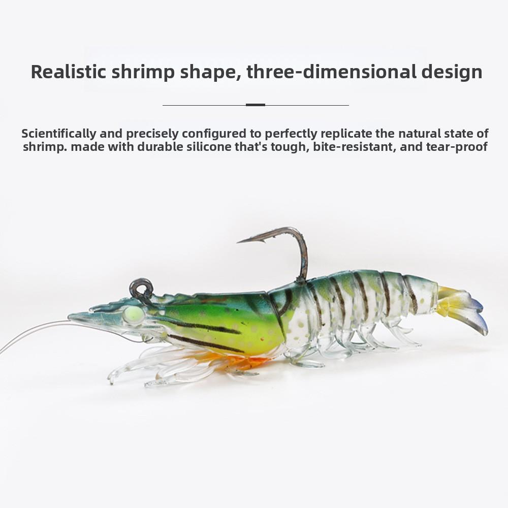Shark-Like 3-Piece Stainless Steel Artificial Soft Bait Shrimp-Shape with Hooks for Bass Fishing
