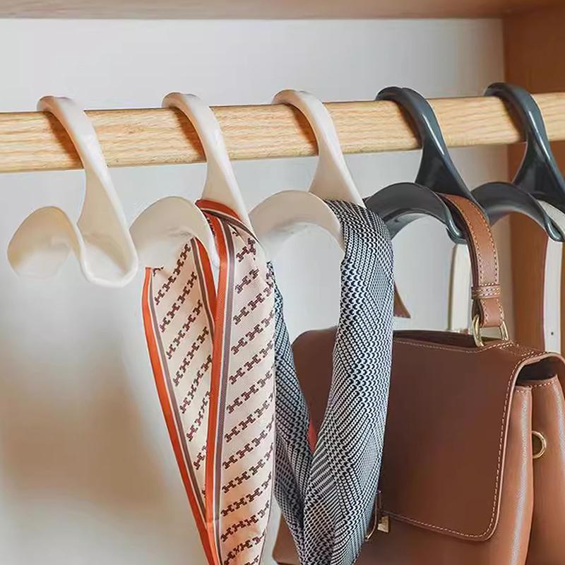 5pcs Widen Plastics Hanger Connection Hook Stackable Space Saving Storage Multifunctional Bag And Hat Hanging Rack