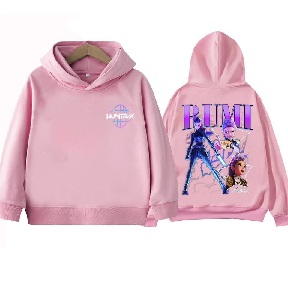 Girls Hooded Sweatshirt Warm KPop Demon Hunter Rumi Derpy Cartoon Boy Children's Korean Wave Fashion Casual Tops Casual Clothing
