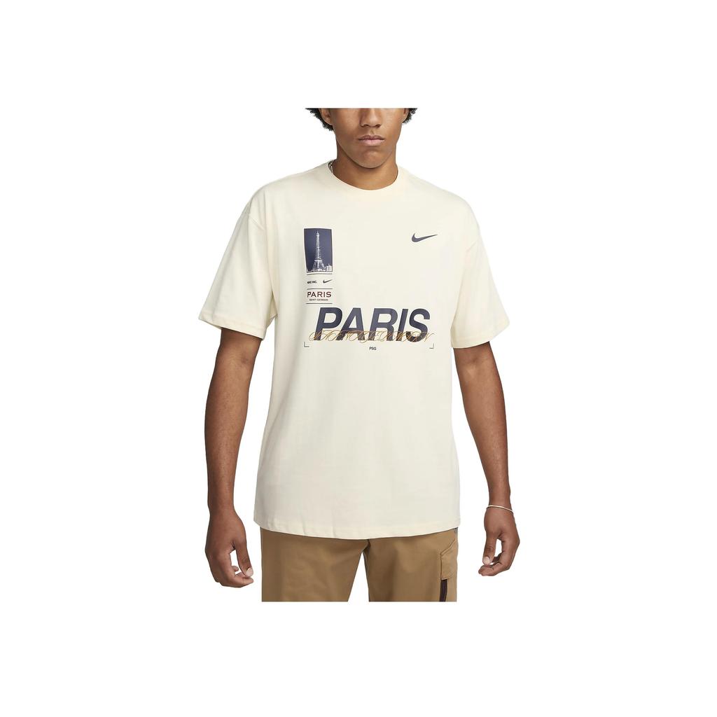 Nike Max 90 Soccer Paris Saint-Germain Letter Print Crew Neck Short Sleeve T-Shirt Men Tops Coconut-Milk FD1092-113