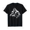 Gorilla Affe Fitnesskleidung Bodybuilding Workout Motivation T-Shirt Schwarz Vintage Gewaschen Weich Stilvoll Lässig Leicht Männlich