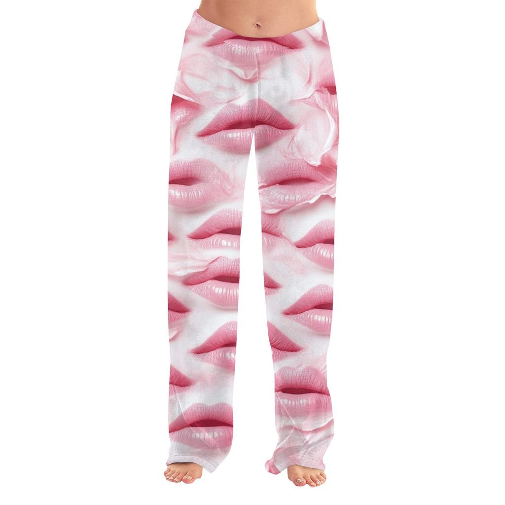 Women's Valentine's Day Printed Casual Pants Drawstring Elastic Waist Drawstring Pants
