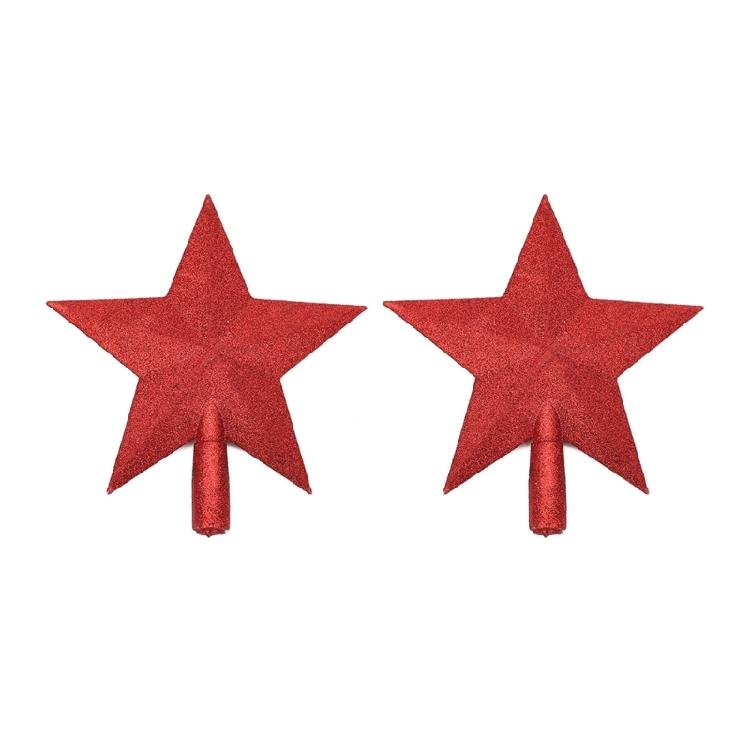 2Pcs Shimmering Star Tree top Ornament Glittering Star Tree top Accent For Small Christmas Tree Embellishment