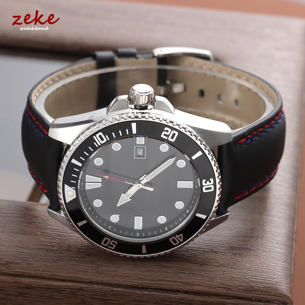 Handmade Cowhide Strap with Double Stitching Top Grain Genuine Leather Watch Band 20 22 24MM Quick Release Replacement Watchband