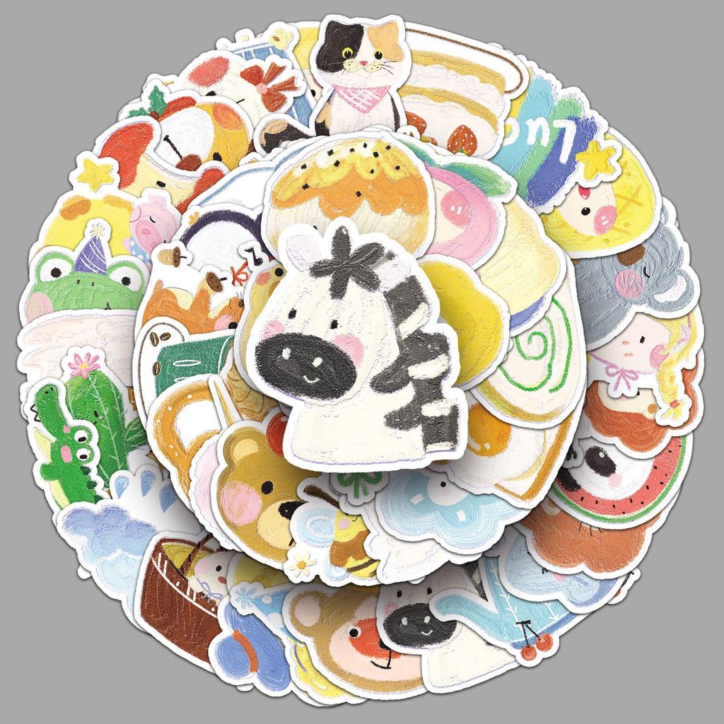 50 Cute Waterproof Cartoon Stickers for Oil Painting, Graffiti, and Decoration - Ideal for Diaries, Computers, and Creative Projects