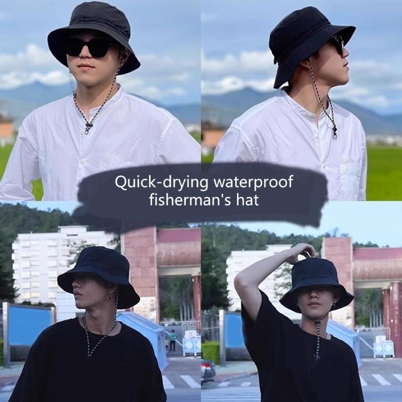 Unisex Kapelusz typu bucket odprowadzający wilgoć Letni składany kapelusz wędkarski Lekki szybkoschnący kapelusz na wędrówki, wędkarstwo, kemping