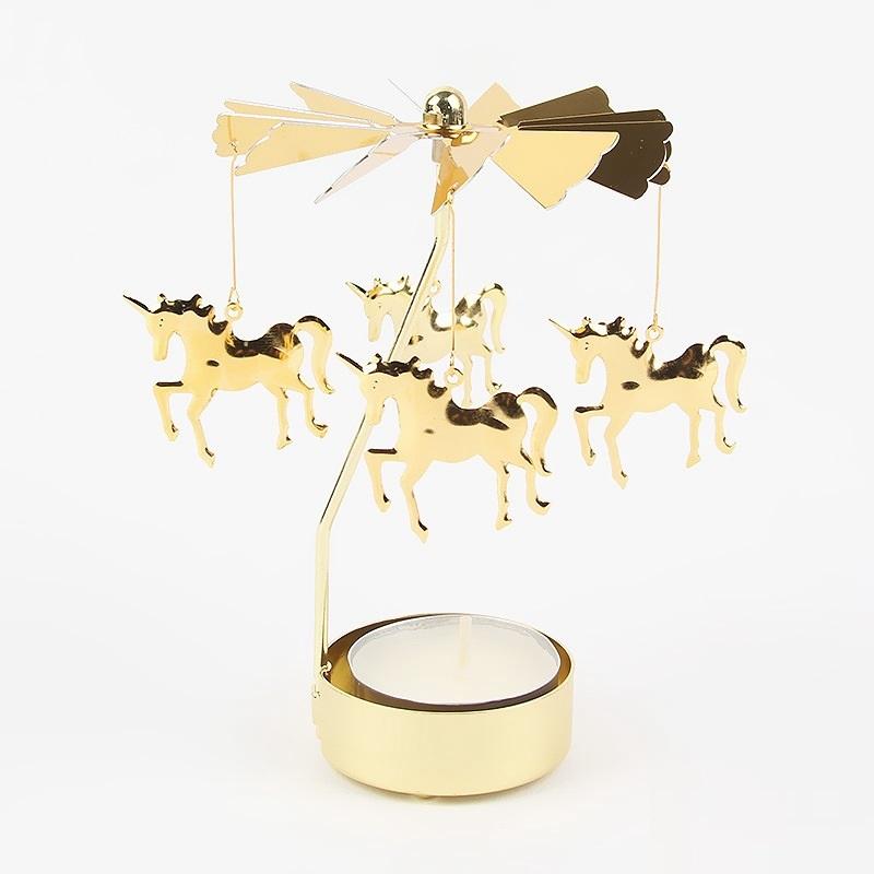 Gol2026 Christmas Tree Snowman Santa Birthday Angel Fairy Spinning Rotating Carousel Candle Holder Tealight Drop Shipping