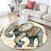 Vintage Elephant,Round Area Rug,Carpet Rug for Living Room Bedroom Sofa Playroom Decor,Non-slip Floor Mat