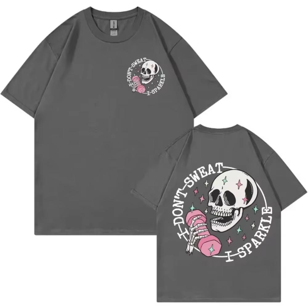 Funny Skeleton Muscle Mommy Gym T Shirt Men Women Fashion 90s Retro Gothic Tshirts Summer Pure Cotton Short Sleeve Streetwear