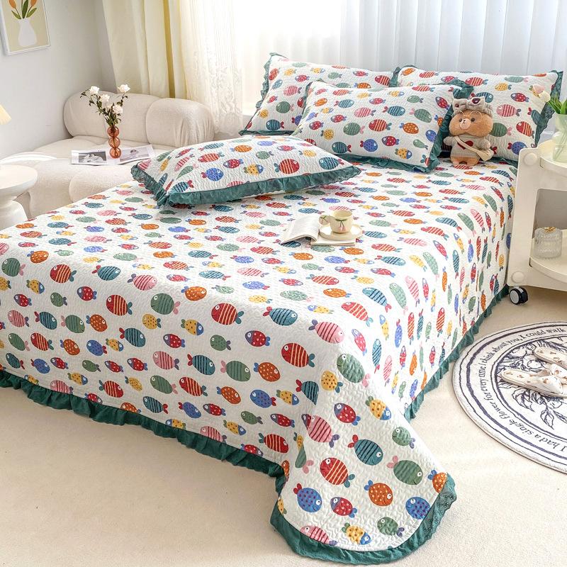 New Cotton Bed Cover Retro Lace Cotton Bed Cover Set of Three