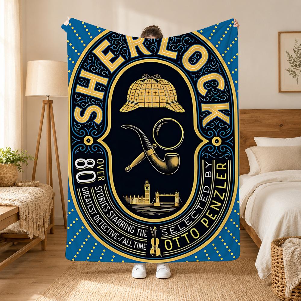 Sherlock Holmes Novel Character Throw 240g flannel blanket, suitable for sofas, beds, offices, exquisite gift blankets 75cmx90cm