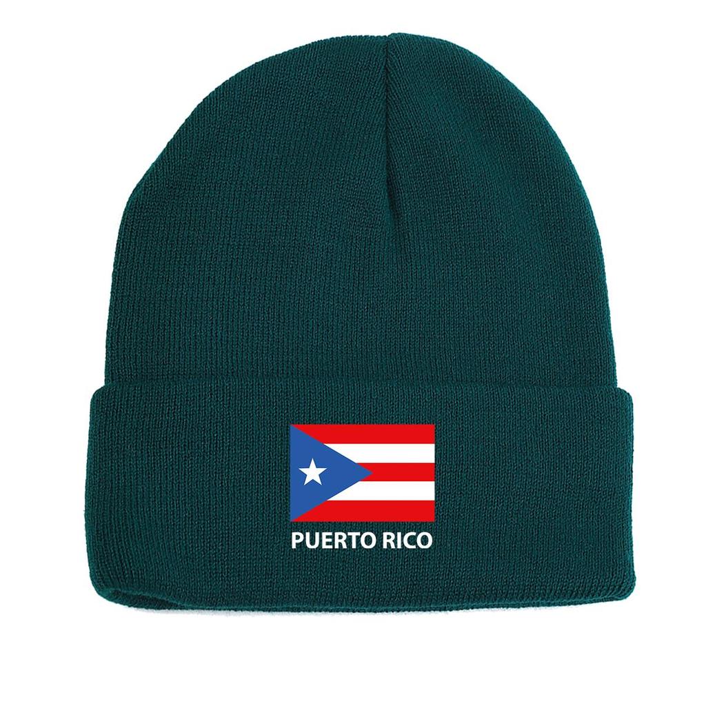 Puerto Rico Flag Warm Knit Cap Beanie, Patriotic Skullies Beanies Windproof Thermal Simple Headwear Knitted Cap Beanie