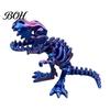 Smooth Joint Dinosaur Toy 3D Printed Figure, Movable Joints Opening Decoration, Decoration Gradient Metallic Texture Mini Bone Accessories Science