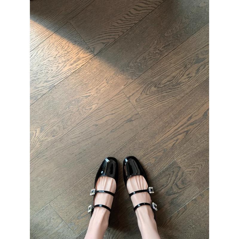 Shoes Square Head Patent Leather Rhinestone Square Buckle Thick Heel Mary Jane Single Shoes Women's Wedding Shoes