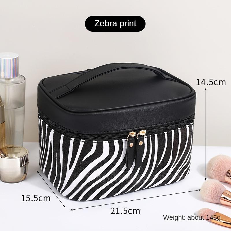 Personalized Classic Makeup Bag with Retro Leopard Print Large Capacity Portable Toiletries Bag Waterproof PU Storage Bag
