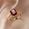 Luxury Female Red Crystal Stone Charm Gold Color Thin Wedding Jewelry for Women Vintage Square Zircon Engagement Ring