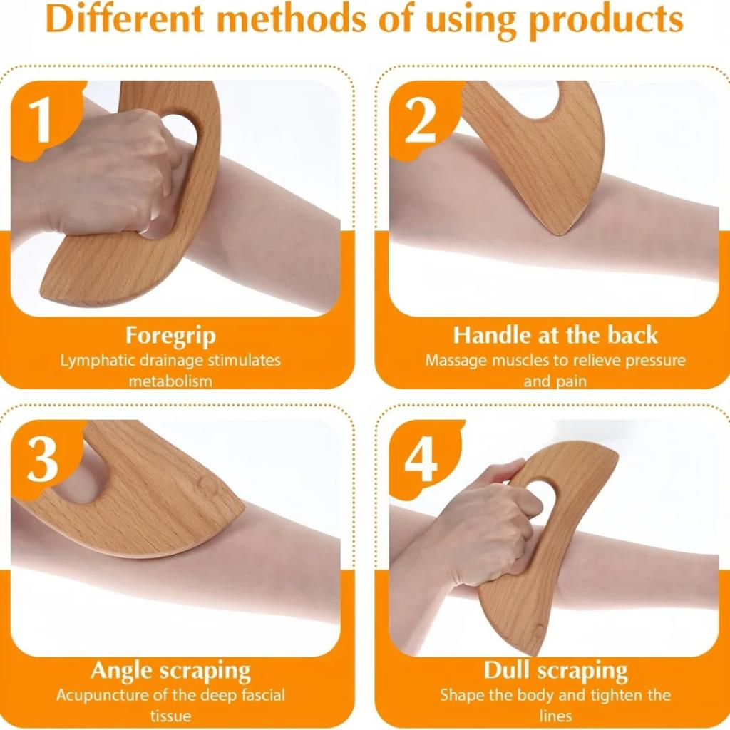 Lazy People Moon Shape Wooden Guasha Board Lymphatic Massager for Full Body Relaxation Neck Muscle Release Natural Beechwood