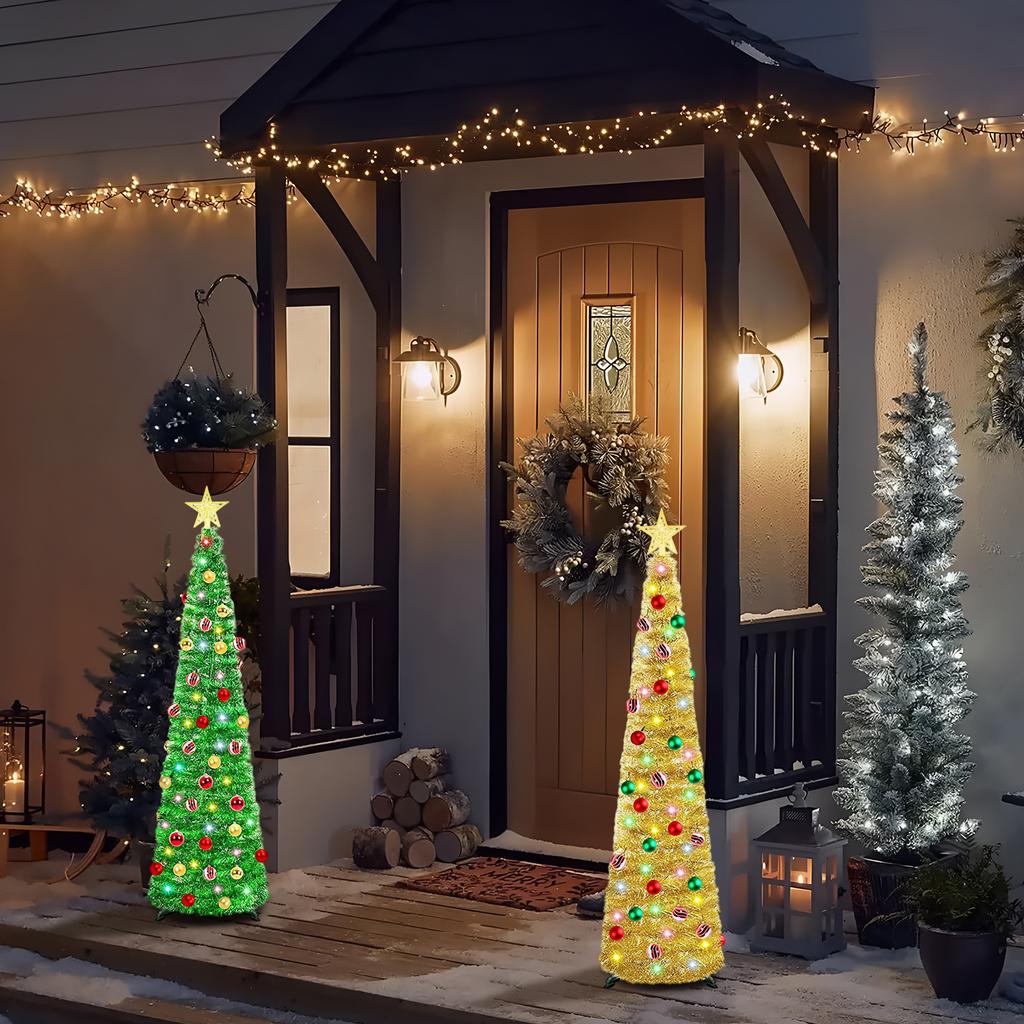 1.5m/5ft Hanging Ball Retractable Folding Hair Strip Madder Spiral Christmas Tree