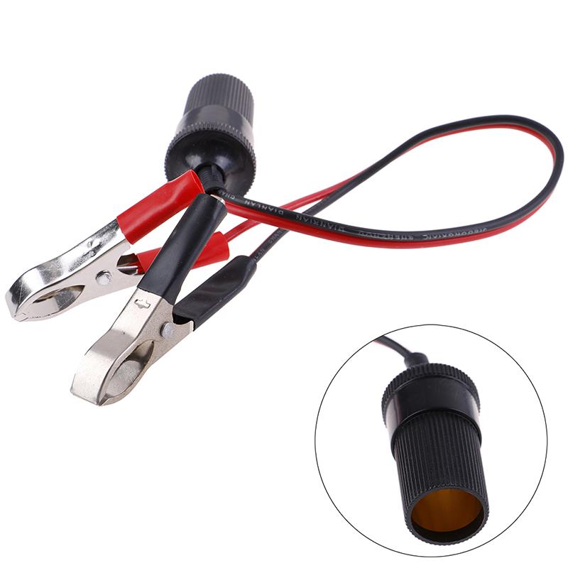12V Battery Terminal Clip-On Cigar Cigarette Lighter Power Socket Adapter Plug