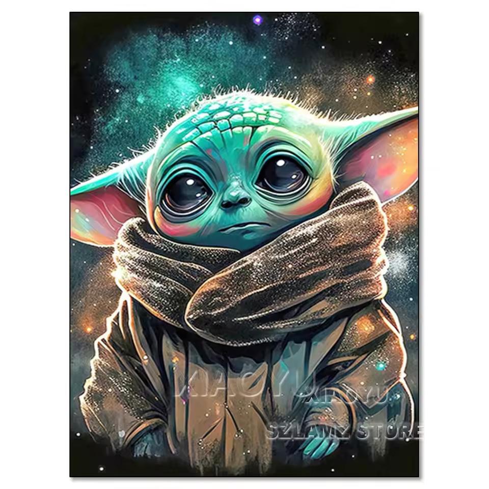 Malowanie Diamentowe 5D Disney Dziecko Yoda Pełne Haft Diamentowy Kreskówka DIY Obrazki z Dżetów Zestawy do Haftu Krzyżykowego Rękodzieło Wystrój Domu