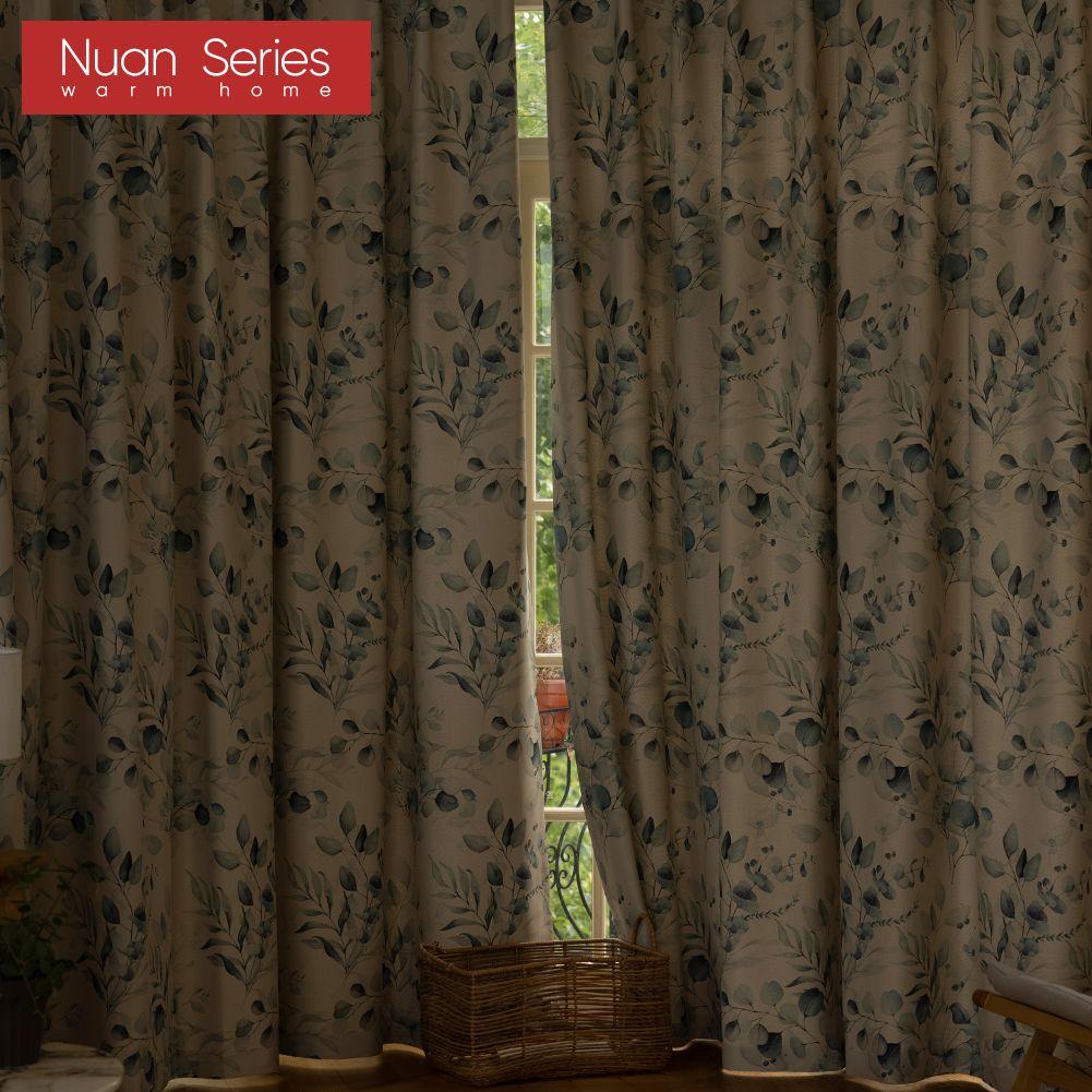 1PC Nuan Series 70-80% Blackout, Hand Painted Green Plant Printed Curtains, American Pastoral Style Curtains for Bedroom Living Room Home Decor