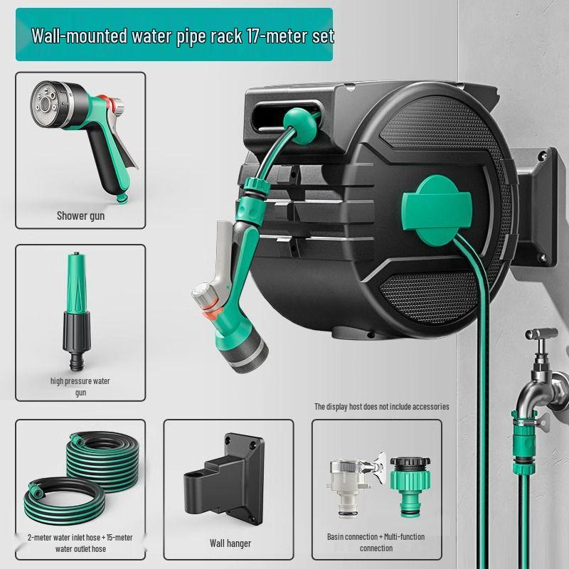 Shuofan Automatic Retractable Car Wash & Garden Hose Reel with Watering Gun.