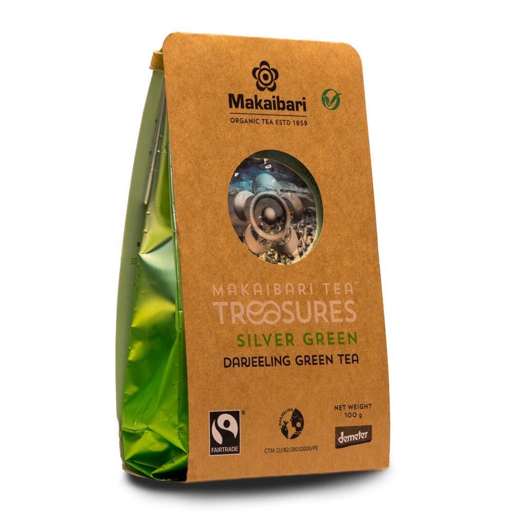 Makaibari Tea Treasures Silver Green Darjeeling Loose Long Leaf Tea USDA Certified Premium Green Tea 100 Gm